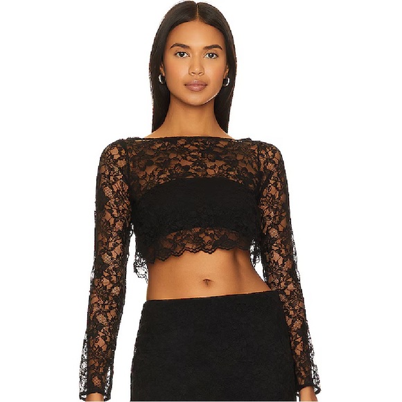 Lovers + Friends Tops - Lovers + Friends GRACIA crop top black lace XS